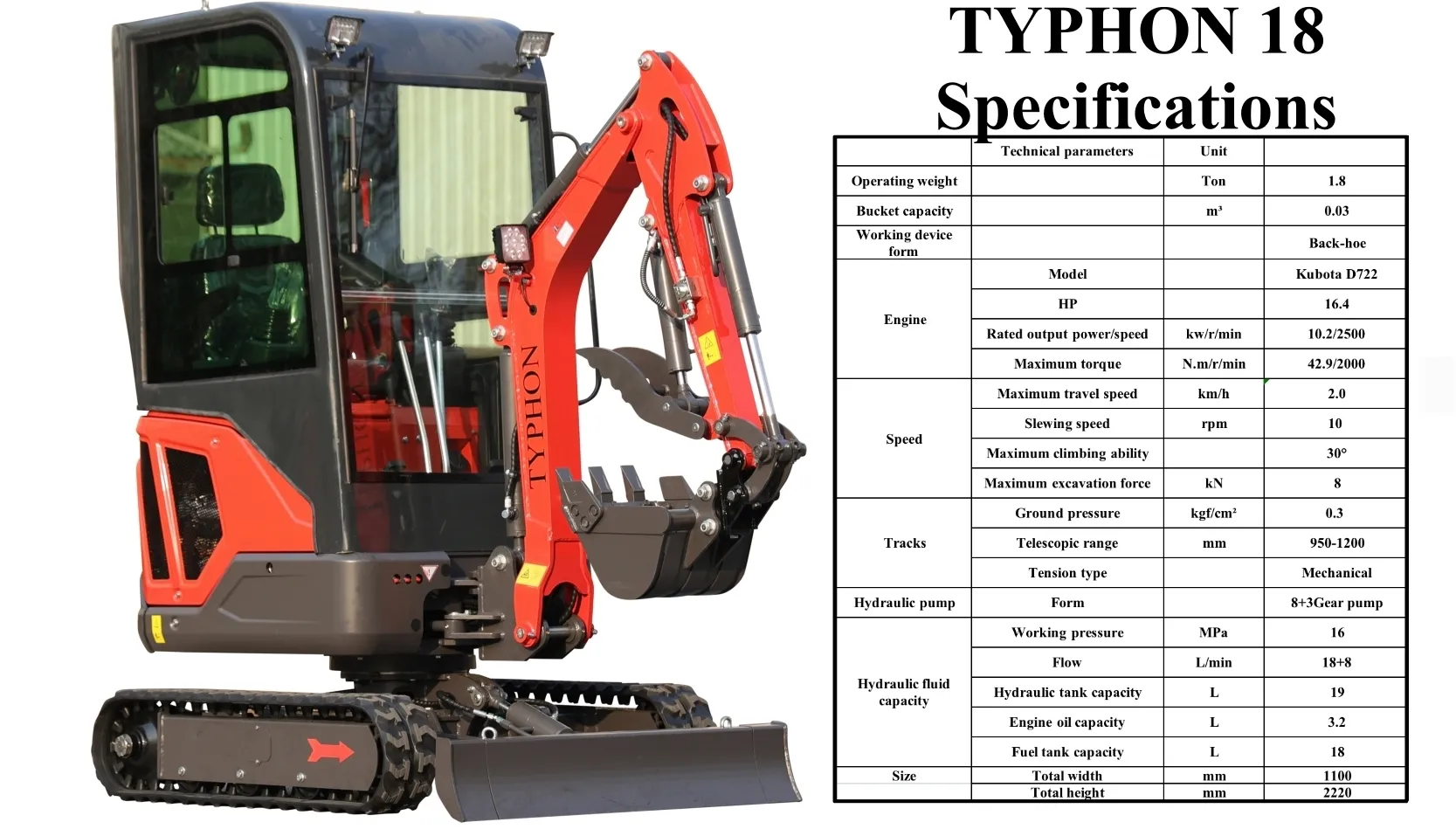 TYPHON 18 FLEX 1.8 Ton Excavator – image 2