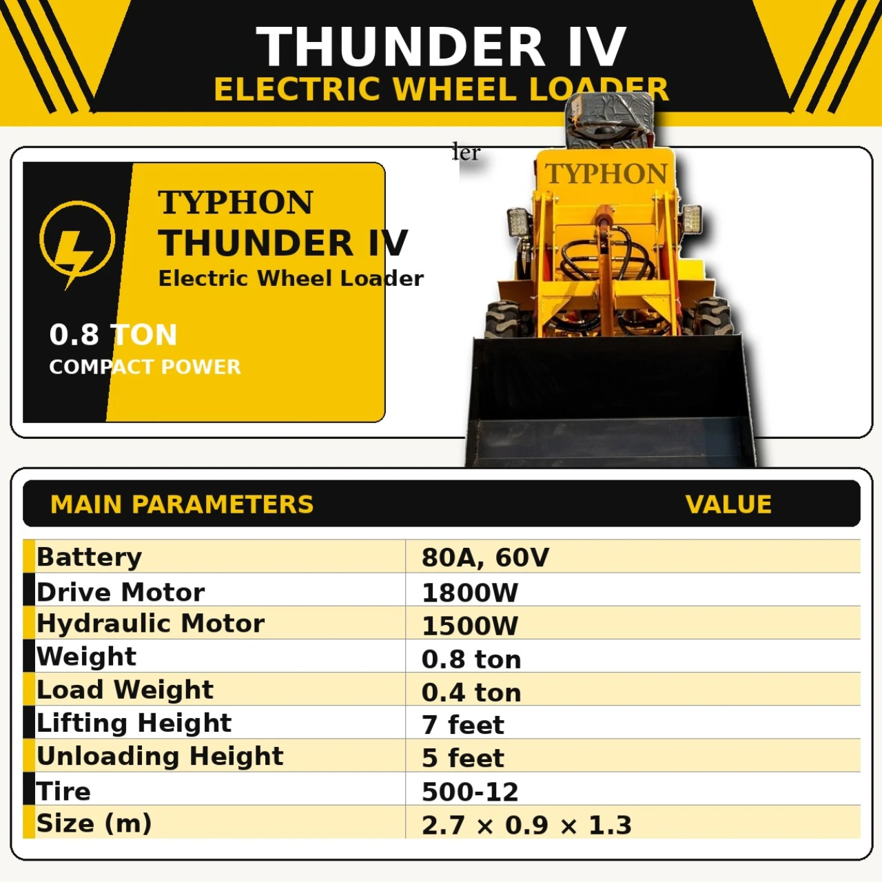 TYPHON Thunder IV Electric Wheel Loader USA - Image 2