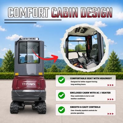 TYPHON TERROR XVII PRO Prestige Edition 4000 lb Enclosed Mini Excavator with Kubota Power & Advanced Hydraulics - Image 5